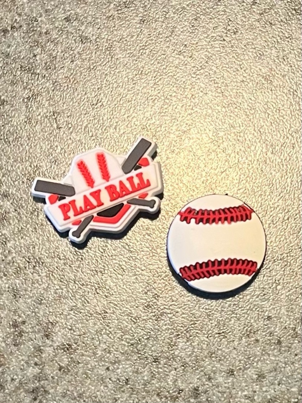 Play Ball Baseball Croc Charms - White and Red croc charms Jibbitz